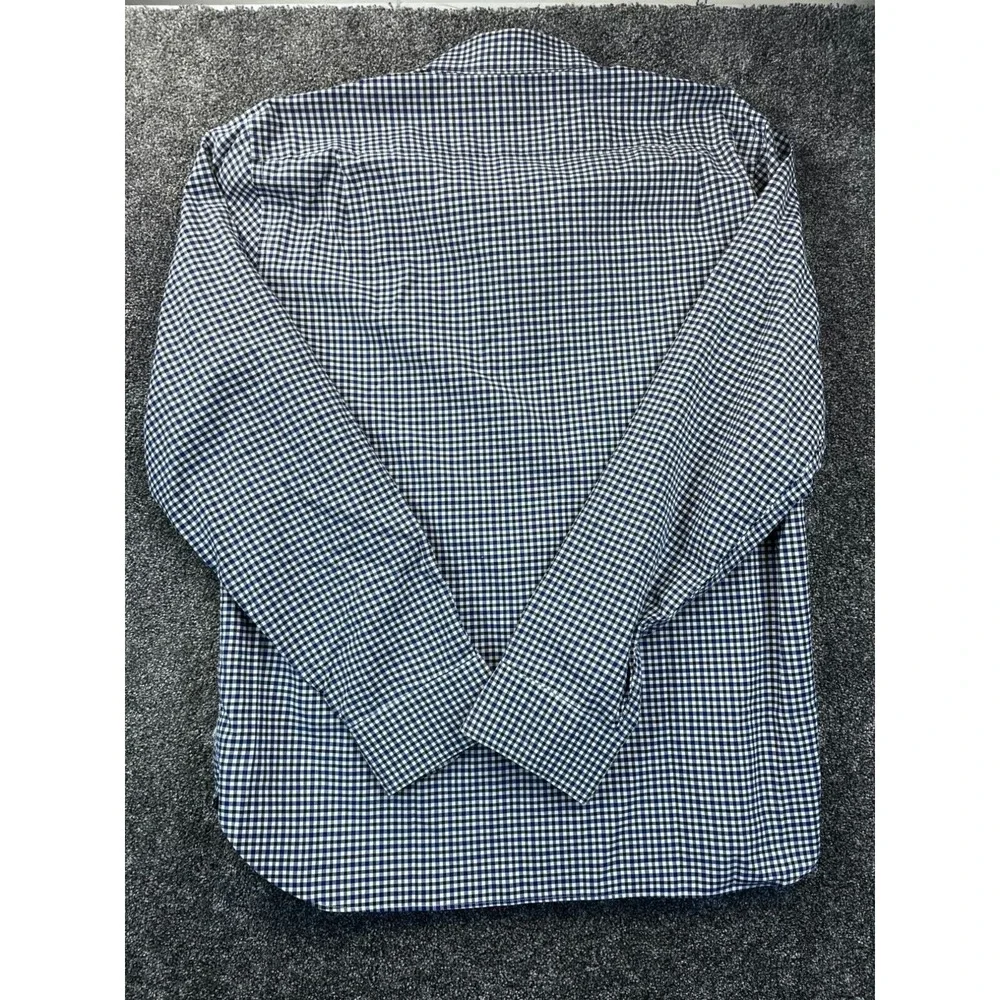 J.Crew Mens Blue & White‎ Gingham Long Sleeve Cotton Shirt Size L Blue White